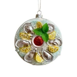 Foodie Oyster Plate Glass Ornament